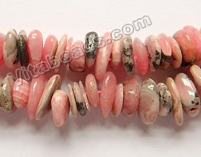 Pink Rhodochrosite Natural  -  Center Drilled Saucer Beads  16"