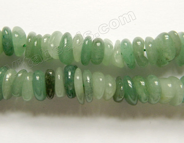 Mixed Green Aventurine  -  Center Drilled Saucer Beads  16"