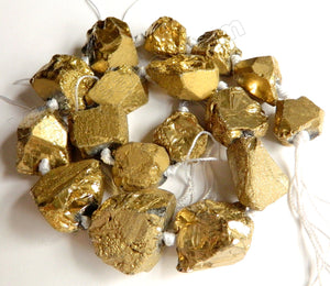 Gold Plated Natural Crystal  -  Graduated Rough Nuggets  16"
