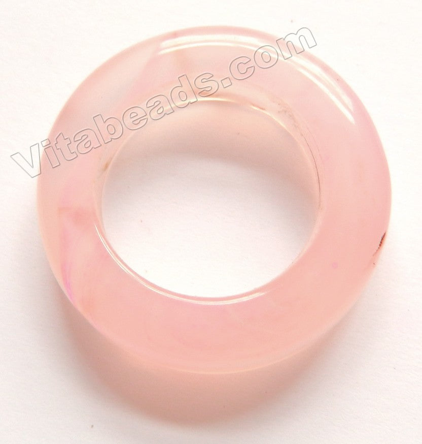 Smooth Thin Donut Pendant  Pale Pink Agate