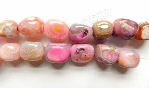 Light Fuchsia Pink Warm Fire Agate   -  Smooth Nuggets  15"