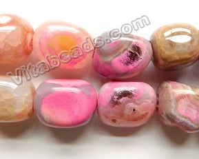 Light Fuchsia Pink Warm Fire Agate   -  Smooth Nuggets  15"