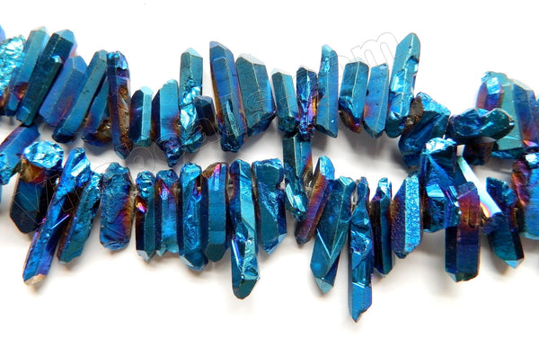 Deep Blue Metallic Crystal Natural - Small Graduated Faceted Tooth  15"