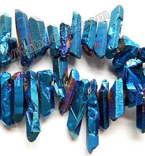 Deep Blue Metallic Crystal Natural - Small Graduated Faceted Tooth  15"