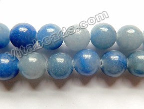 Blue Aventurine  -  Smooth Round Beads  15"