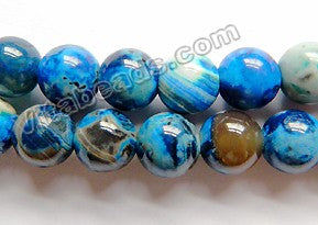 Starry Night Ceramic Agate  -  Smooth Round Beads  15"