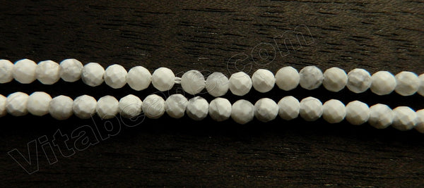 Frosted Howlite White  -  Small Faceted Round  15"