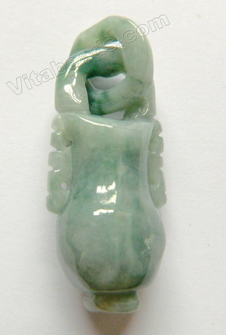Natural Emerald Jade -  Carved Vase Pendant