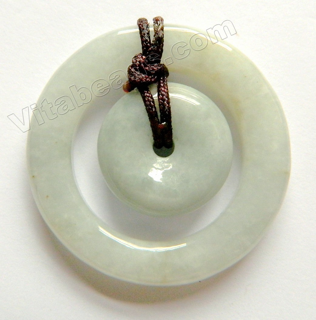 Natural Jade -  Double Thin Donut Pendant