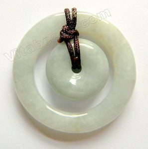 Natural Jade -  Double Thin Donut Pendant