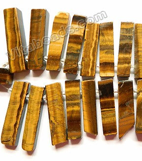 Tiger Eye AA  -  Graduated Top-drilled Long Rectangle Slabs w/ Spacers  16"