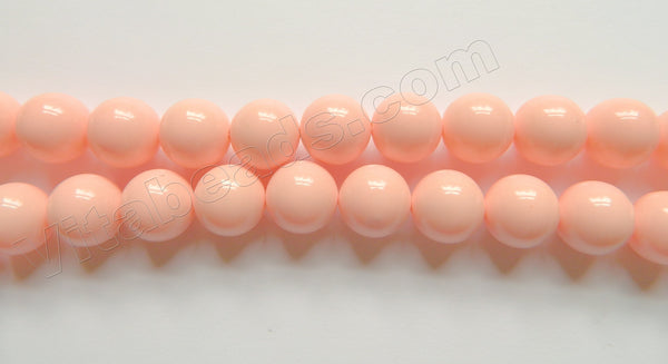 Light Yellow Peach Sea Shell Pearl  -  Smooth Round Beads 16"