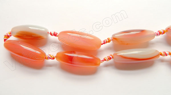 Natural Carnelian Peach Agate  -  Smooth Long Rice 16"