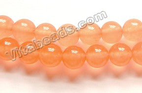 Light Tangerine Orange Malay Jade  -  Smooth Round  15"