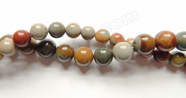 Apple Picture Jasper  -  Smooth Round Beads  15"