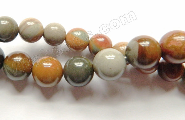 Apple Picture Jasper  -  Smooth Round Beads  15"