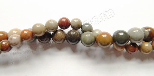 Apple Picture Jasper  -  Smooth Round Beads  15"