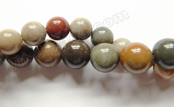 Apple Picture Jasper  -  Smooth Round Beads  15"