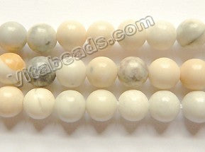 Natural Warm Opal  -  Smooth Round Beads  16"