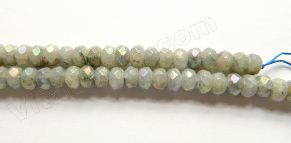 AB Plated Light Labradorite A  -  Faceted Rondels  16"