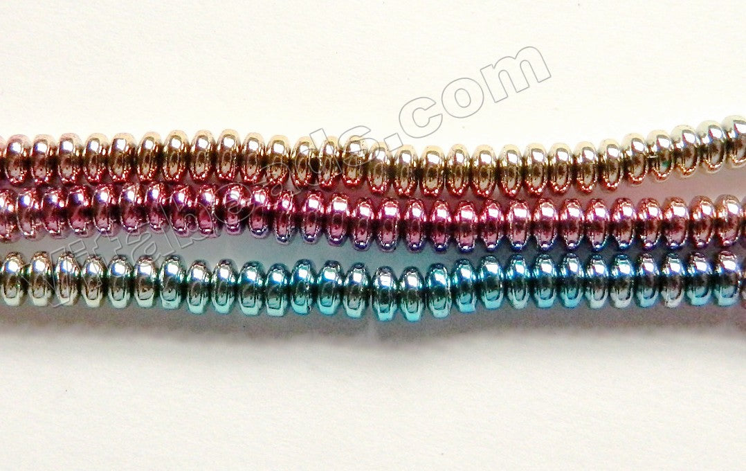 Rainbow Color Plated Hematite  -  Smooth Button 15"