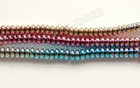 Rainbow Color Plated Hematite  -  Smooth Button 15"