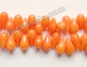 Orange Coral -  Side Drilled Smooth Teardrops  16"