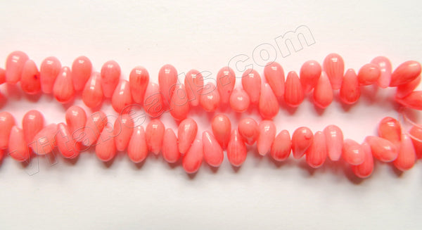 Pink Coral -  Side Drilled Smooth Teardrops  16"