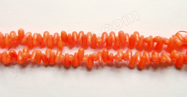 Salmon Coral  -  Small Side Drilled Smooth Teardrops  16"