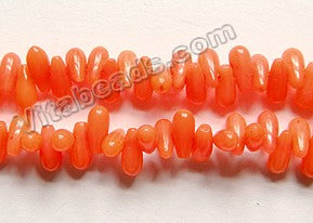 Salmon Coral  -  Small Side Drilled Smooth Teardrops  16"