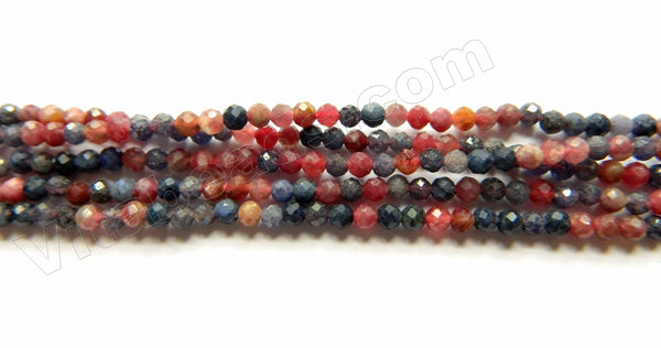 Mixed Natural Sapphire Ruby  -  Small Faceted Round  15.5"