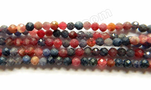 Mixed Natural Sapphire Ruby  -  Small Faceted Round  15.5"