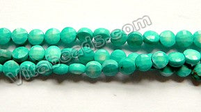 Deep Blue Green Magnesite Turquoise A  -  Small Diamond Cut Coins 15"