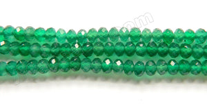Dark Green Onyx A  -  Small Faceted Rondell  15"