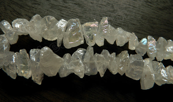 Rough AB Plated Crystal Natural  -  Center Drilled Rough Nuggets  16"
