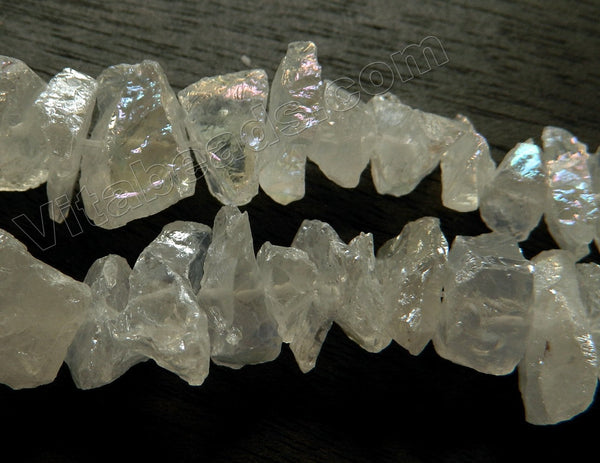 Rough AB Plated Crystal Natural  -  Center Drilled Rough Nuggets  16"