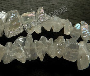 Rough AB Plated Crystal Natural  -  Center Drilled Rough Nuggets  16"