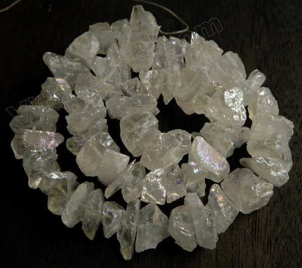 Rough AB Plated Crystal Natural  -  Center Drilled Rough Nuggets  16"