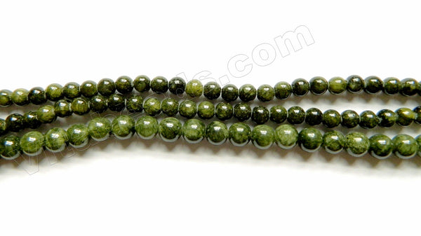 Dark Moss Green Mashan Jade  -  Smooth Round  15"