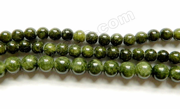 Dark Moss Green Mashan Jade  -  Smooth Round  15"