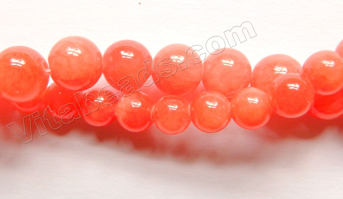 Salmon Orange Mashan Jade  -  Smooth Round  15"