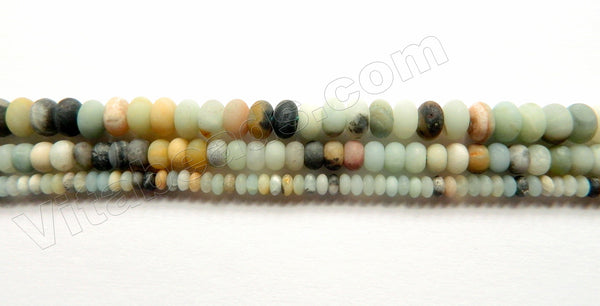 Frosted Black Golden Amazonite  -  Smooth Rondels   15"