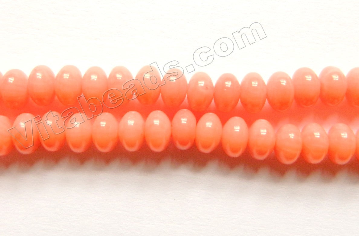 Peach Bamboo Coral  -  Smooth Rondels 16"