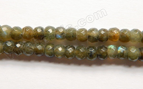 Dark Brown Labradorite  -  Faceted Rondels  16"