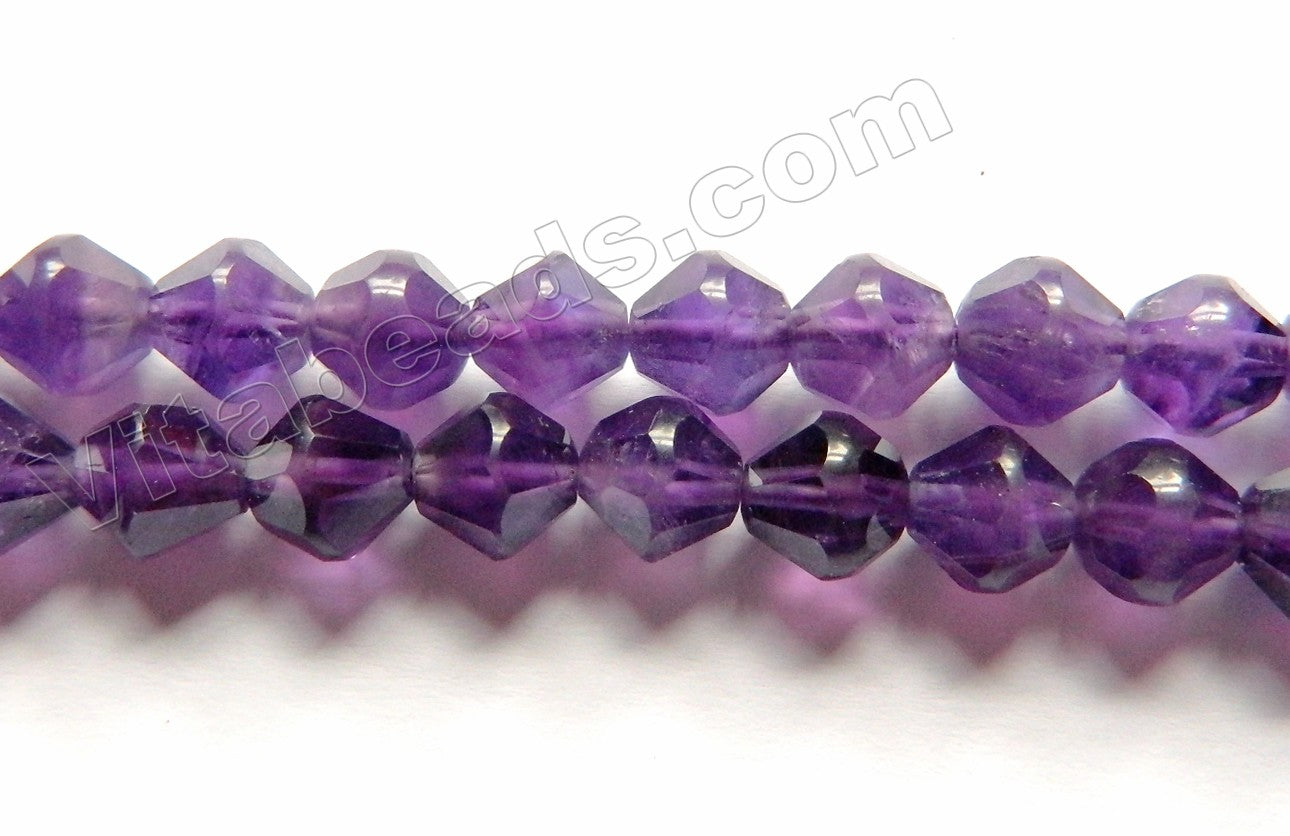 Dark Amethyst Natural AAA  -  Bi-cone Cut Round  15"