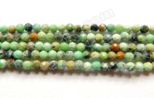 Natural Chrysophase Grass Turquoise AAA  -  Small Faceted Round  15"