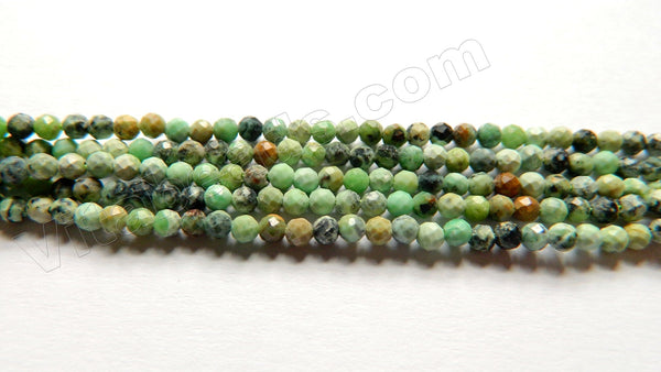 Natural Chrysophase Grass Turquoise AAA  -  Small Faceted Round  15"