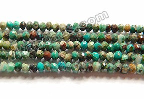 Natural Azurite Chrysacolla Turquoise AAA  -  Small Faceted Rondel  15"