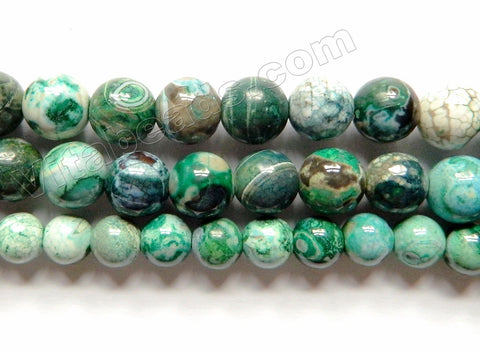 Mixed Green Black White Ceramic Fire Agate  -  Smooth Round 15"