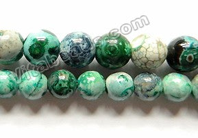 Mixed Green Black White Ceramic Fire Agate  -  Smooth Round 15"